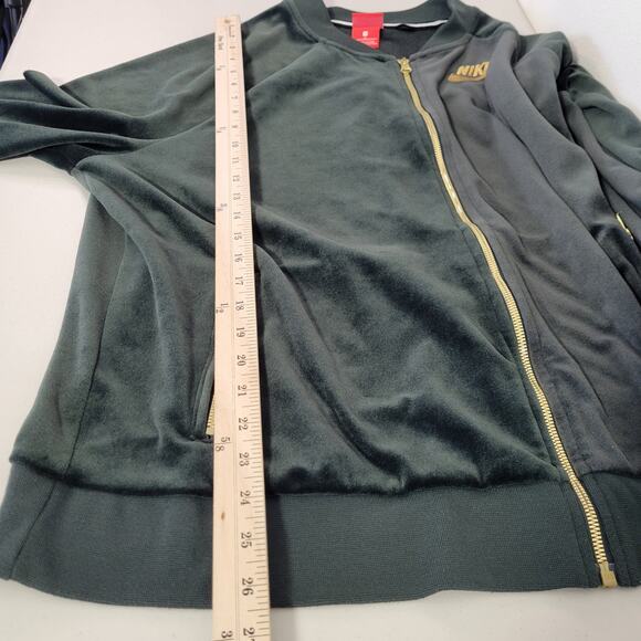 Nike Velour Track Jacket Gold Logo Full Zip Emerald Green Women's 2X‎ - Picture 8 of 9
